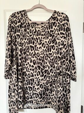 Chico's Leopard Print Long Sleeve Top - Beige and Black